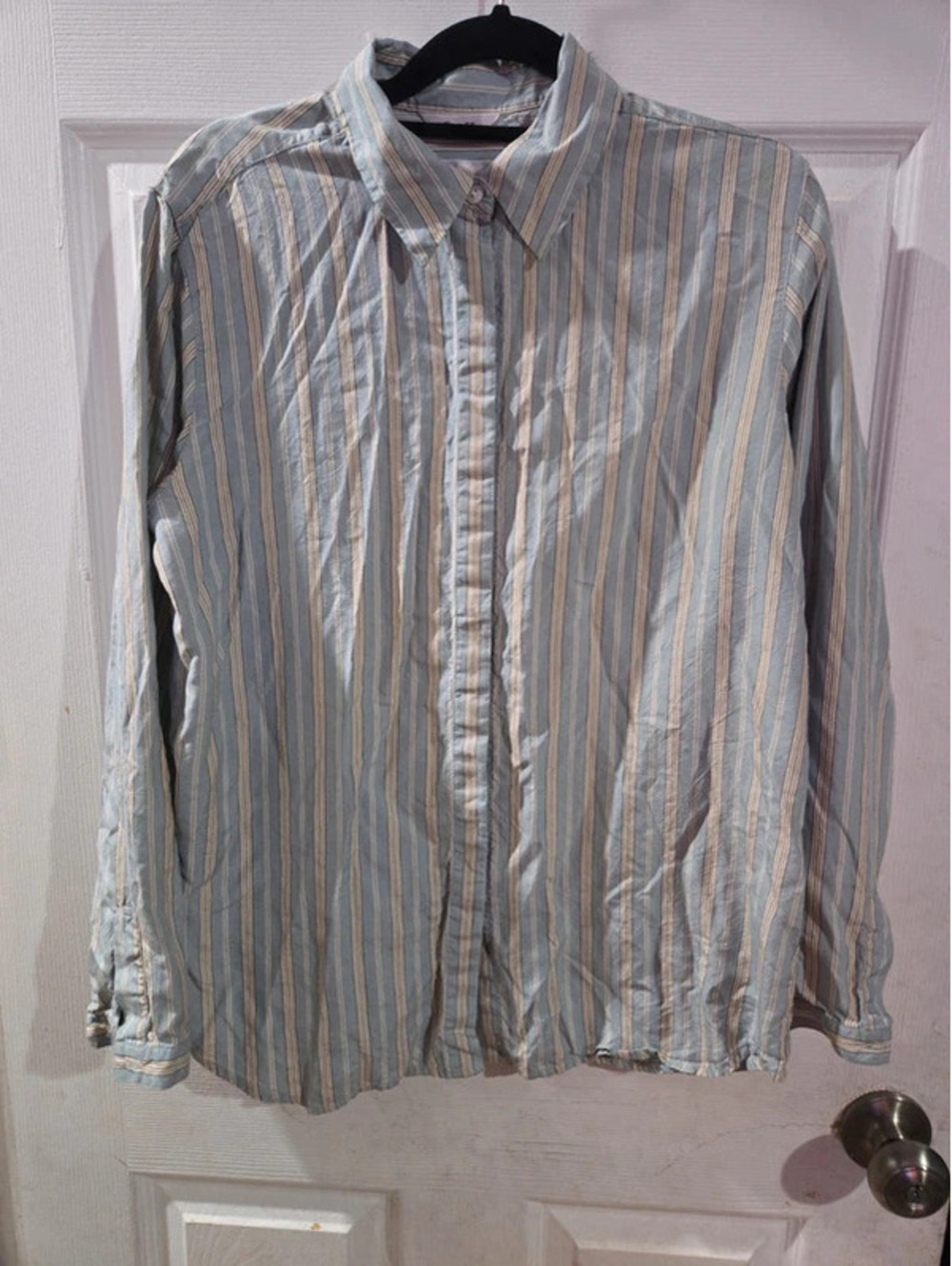 Talbots striped blue silk blouse size 8